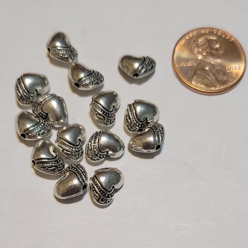 DESTASH:  Silver-Plated Heart Beads